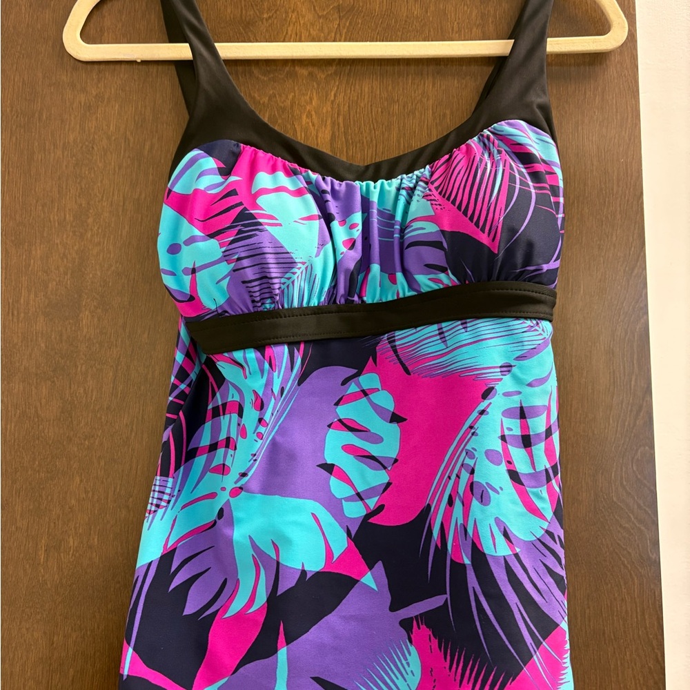 Gerry Weber Pink and Blue Tropical Print Tankini Top Size Medium